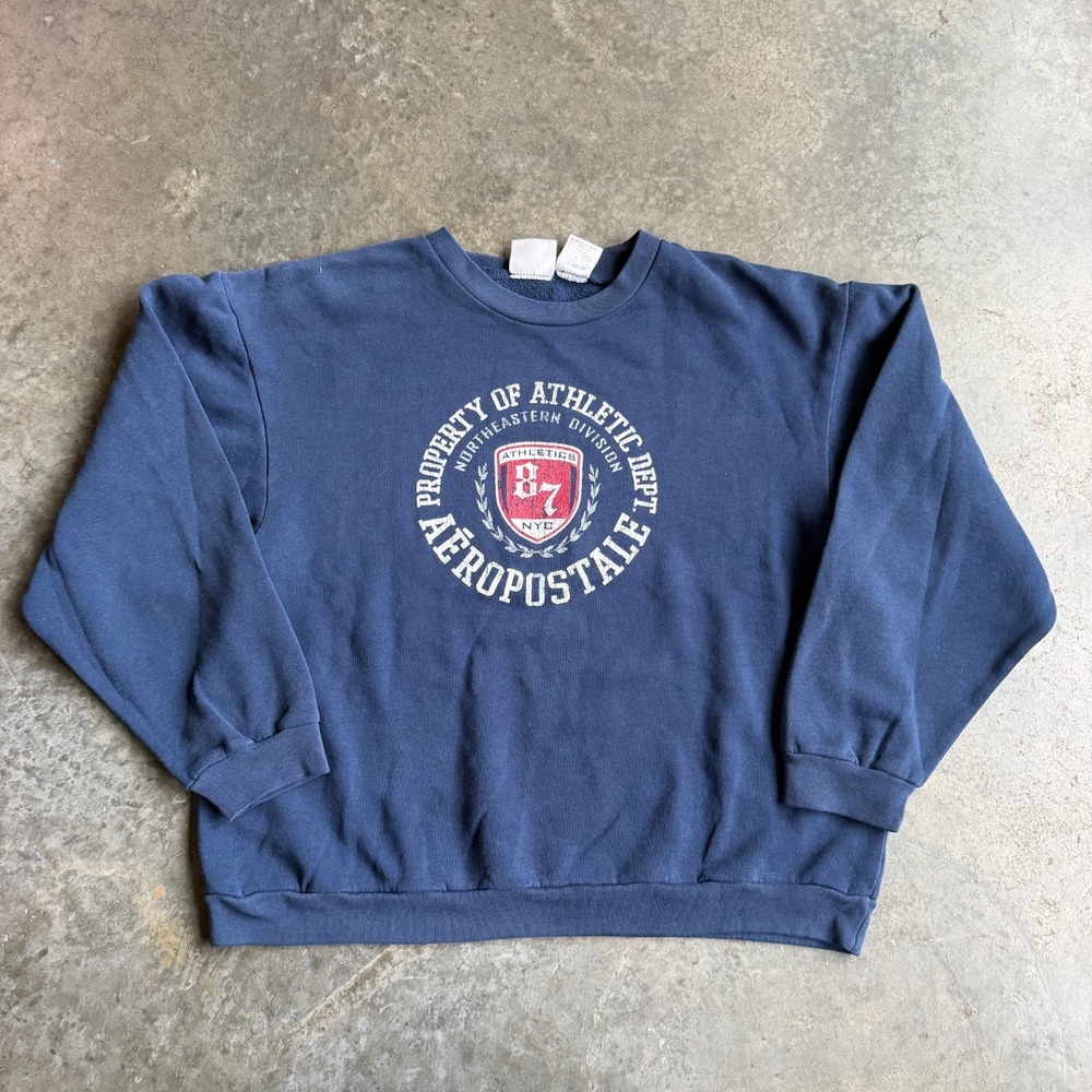Y2K Aeropostale Athletic Dept Collegiate Graphic Pullover Sweatshirt Mens Large